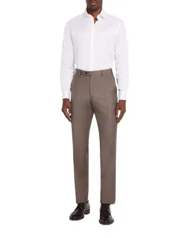 Giorgio Armani Men's Sharkskin Wool Flat-Front Trousers | Thumbnail 1 Giorgio Armani Men's Sharkskin Wool Flat-Front Trousers | Thumbnail 1