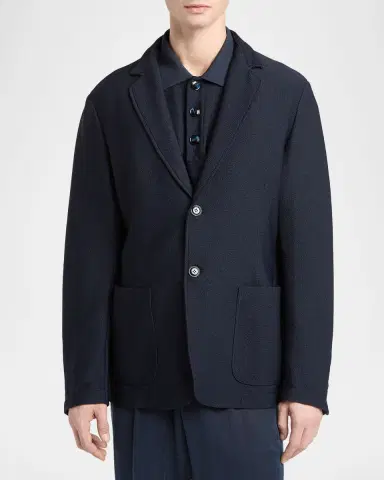 Giorgio Armani Men's Seersucker Patch-Pocket Blazer | Thumbnail 3 Giorgio Armani Men's Seersucker Patch-Pocket Blazer | Thumbnail 3