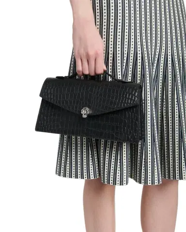 Alexander McQueen Skull Top-Handle Bag in Croc-Effect Leather | Thumbnail 1