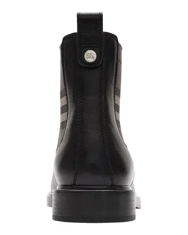 Burberry Men's Pembroke Leather & Check Chelsea Boots | Thumbnail 1 Burberry Men's Pembroke Leather & Check Chelsea Boots | Thumbnail 1