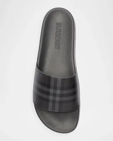 Burberry Men's Furley Check Slides | Thumbnail 3