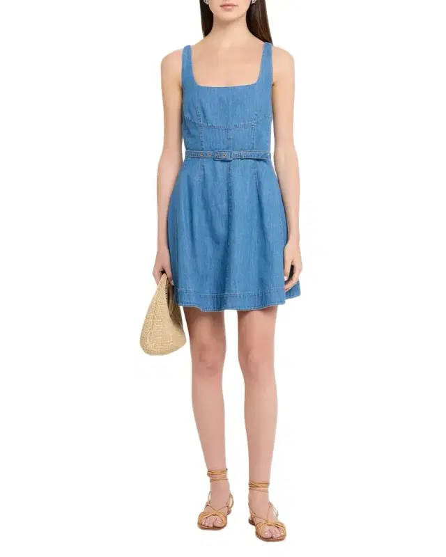 Paige Belted Denim Mini Dress