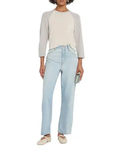 RE/DONE Featherweight Cashmere Baseball Tee | Thumbnail 1 RE/DONE Featherweight Cashmere Baseball Tee | Thumbnail 1