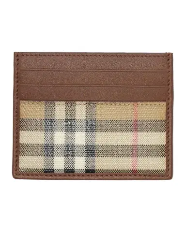 Burberry Men's Check Leather & Coated Canvas Card Case | Thumbnail 1 Burberry Men's Check Leather & Coated Canvas Card Case | Thumbnail 1