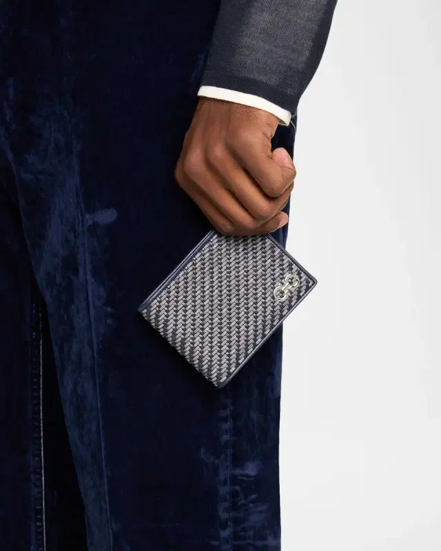 Men 's Gancini Woven Leather Bifold Wallet