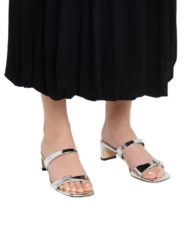 Stuart Weitzman 40mm Baby Babette Metallic Leather Slide Sandals