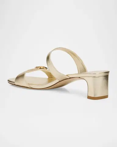 Stuart Weitzman 40mm Baby Babette Metallic Leather Slide Sandals | Thumbnail 3