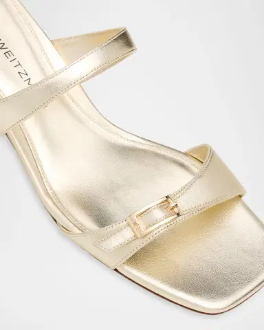 Stuart Weitzman 40mm Baby Babette Metallic Leather Slide Sandals | Thumbnail 4