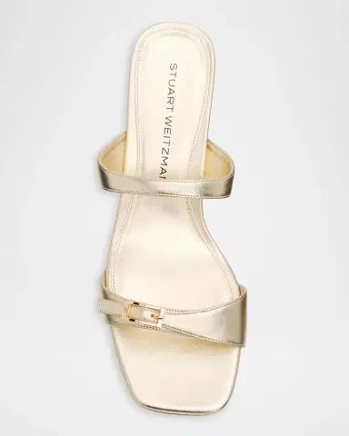 Stuart Weitzman 40mm Baby Babette Metallic Leather Slide Sandals | Thumbnail 5