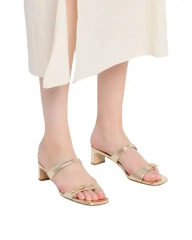 Stuart Weitzman 40mm Baby Babette Metallic Leather Slide Sandals | Thumbnail 1