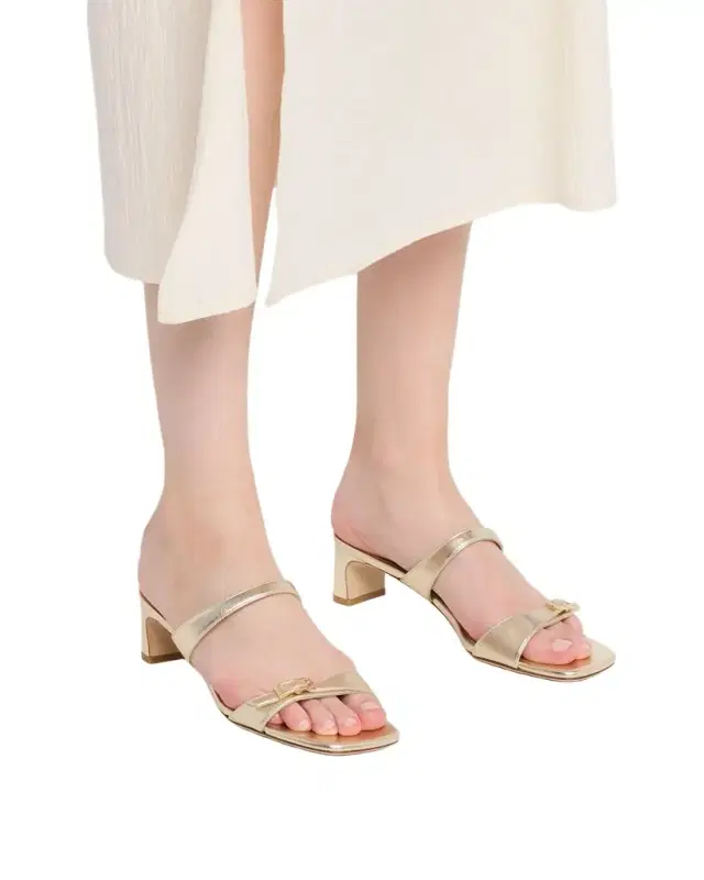 Stuart Weitzman 40mm Baby Babette Metallic Leather Slide Sandals