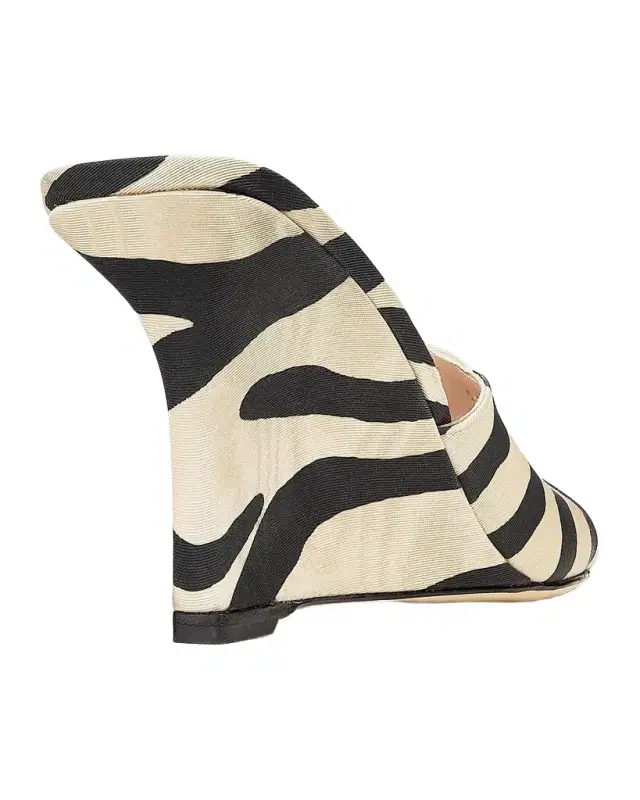85mm Vinnie Zebra-Printed Wedge Mules