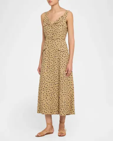 Tanya Taylor Solene Polka-Dot Belted Sleeveless Midi Dress | Thumbnail 3 Tanya Taylor Solene Polka-Dot Belted Sleeveless Midi Dress | Thumbnail 3