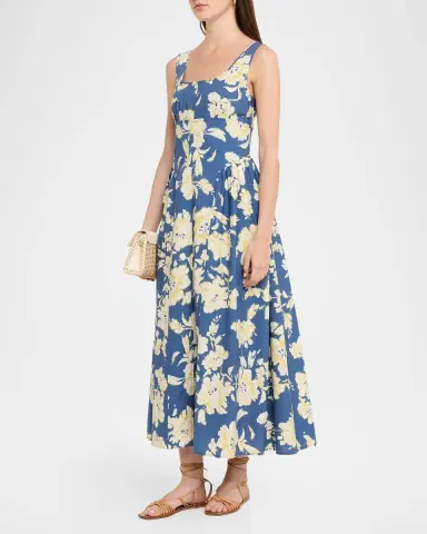 Tanya Taylor Cadence Floral Poplin Midi Dress | Thumbnail 3