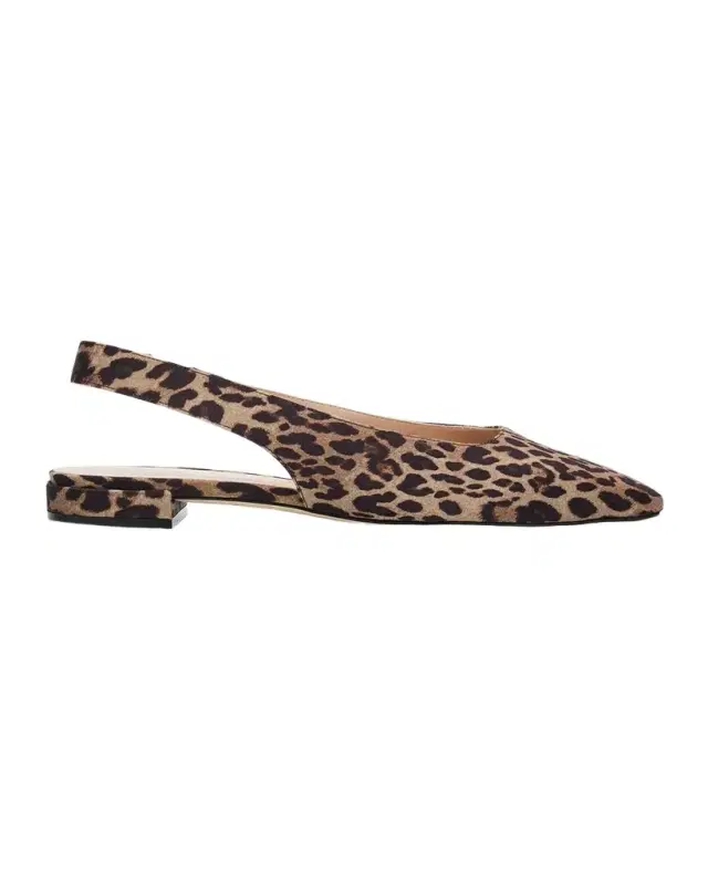 Stuart Weitzman Stassi Leopard Grosgrain Slingback Flats