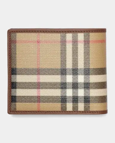 Burberry Men's Check Cotton Canvas Bifold Wallet | Thumbnail 2 Burberry Men's Check Cotton Canvas Bifold Wallet | Thumbnail 2