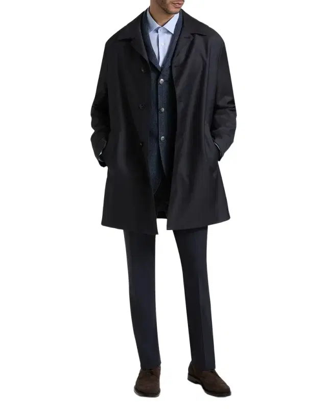 Men 's Wool Denim-Textured Overcoat