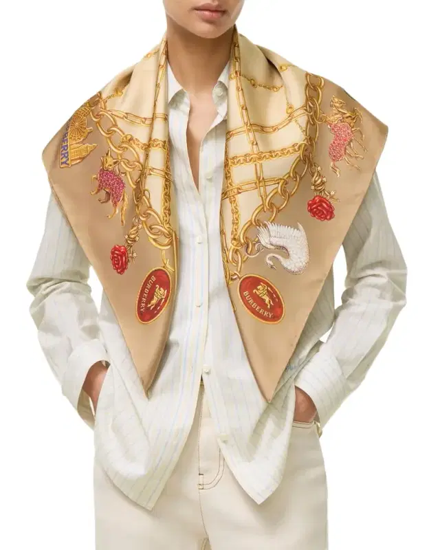 Burberry Check Charm Silk Scarf
