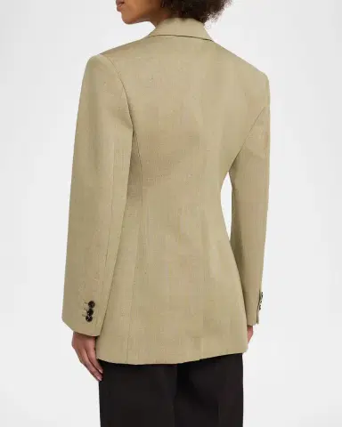 Bottega Veneta Oversized Wool-Linen Single-Breasted Jacket | Thumbnail 2 Bottega Veneta Oversized Wool-Linen Single-Breasted Jacket | Thumbnail 2