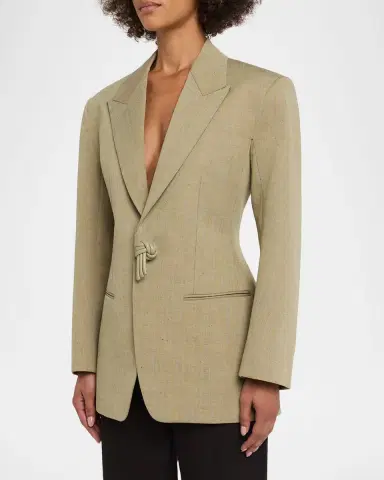Bottega Veneta Oversized Wool-Linen Single-Breasted Jacket | Thumbnail 3 Bottega Veneta Oversized Wool-Linen Single-Breasted Jacket | Thumbnail 3