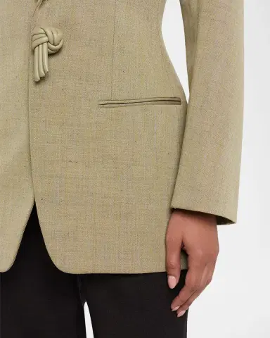 Bottega Veneta Oversized Wool-Linen Single-Breasted Jacket | Thumbnail 4 Bottega Veneta Oversized Wool-Linen Single-Breasted Jacket | Thumbnail 4