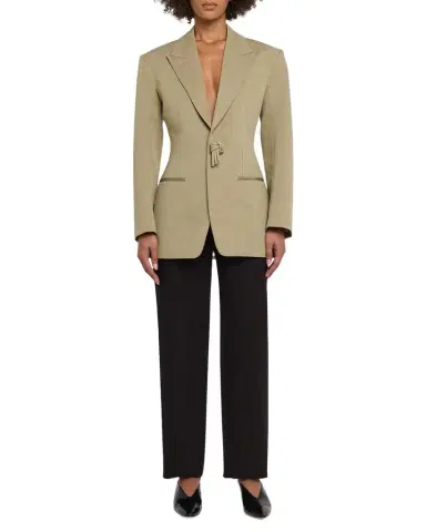 Bottega Veneta Oversized Wool-Linen Single-Breasted Jacket | Thumbnail 1 Bottega Veneta Oversized Wool-Linen Single-Breasted Jacket | Thumbnail 1