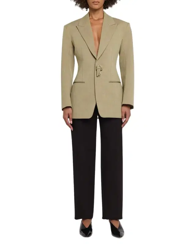 Oversized Wool-Linen Single-Breasted Jacket