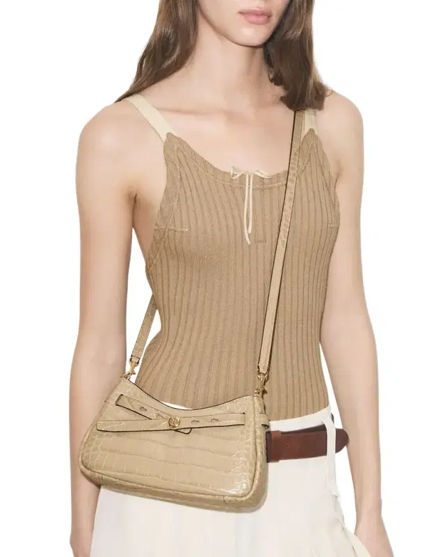 Tory Burch Romy Croc-Embossed Zip-Top Crossbody Bag