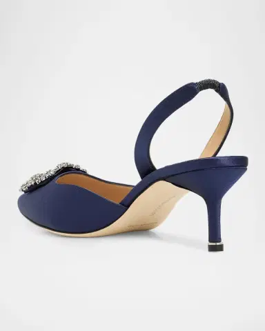 Manolo Blahnik 50mm Hangisli Satin Slingback Pumps | Thumbnail 3