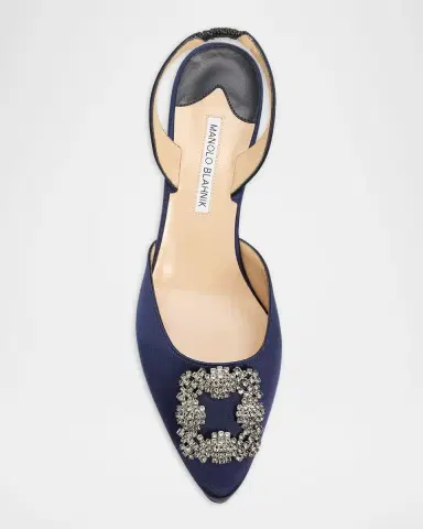 Manolo Blahnik 50mm Hangisli Satin Slingback Pumps | Thumbnail 5