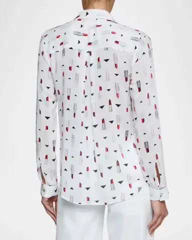 L'Agence Holly Lipstick Button-Front Blouse | Thumbnail 2