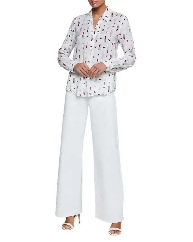 Holly Lipstick Button-Front Blouse