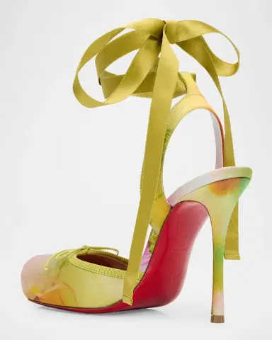 Christian Louboutin 100mm Cassia Lace-Up Printed Satin Ballet Pumps | Thumbnail 3 Christian Louboutin 100mm Cassia Lace-Up Printed Satin Ballet Pumps | Thumbnail 3