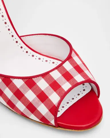 Manolo Blahnik 70mm Jadara Gingham Mules | Thumbnail 2 Manolo Blahnik 70mm Jadara Gingham Mules | Thumbnail 2