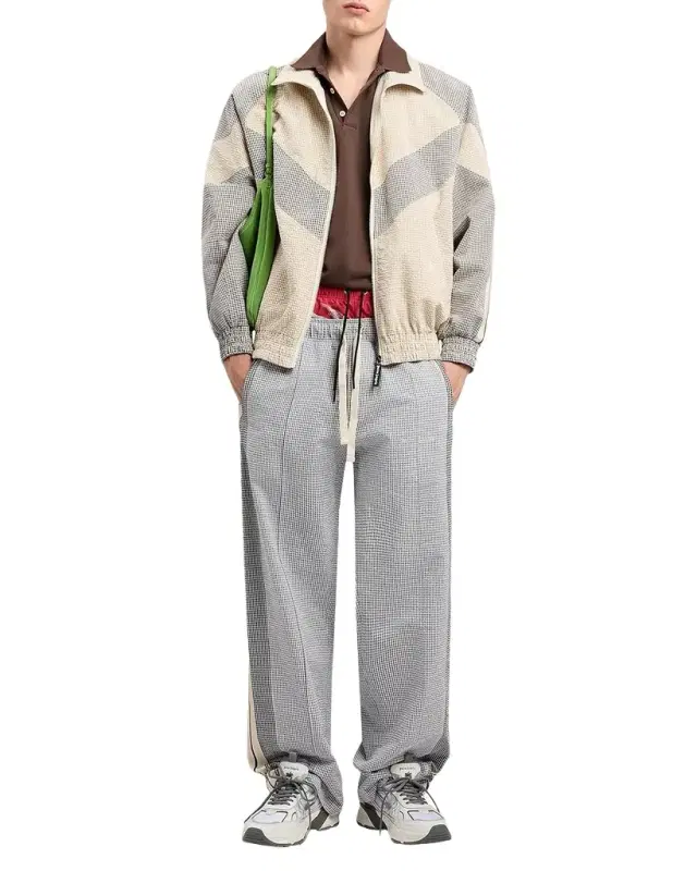 Men 's Classic Logo Gingham Seersucker Track Pants