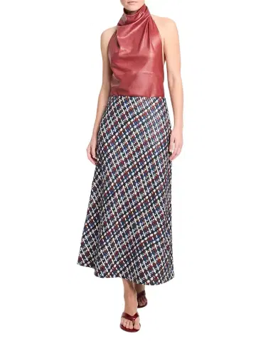 TWP Woven Leather A-Line Skirt | Thumbnail 1