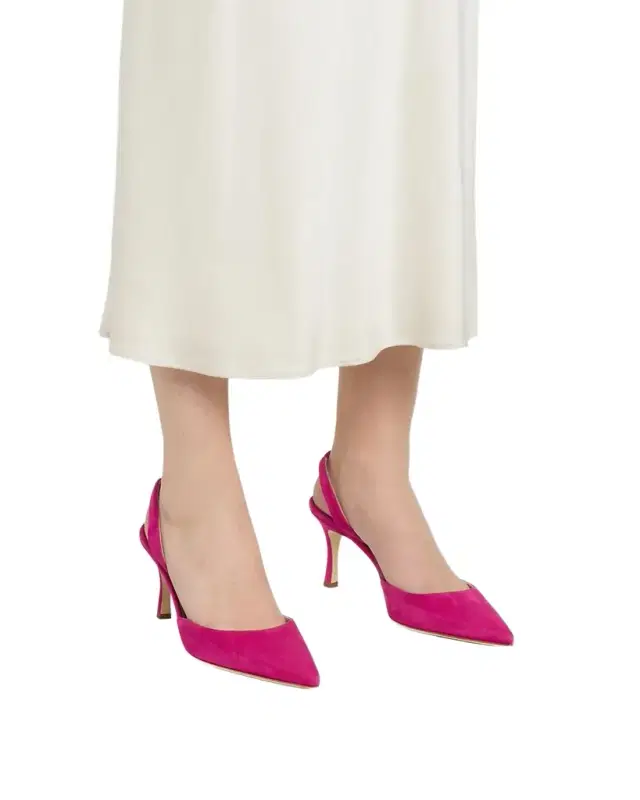 Manolo Blahnik 0mm Carolyn Suede Slingback Pumps