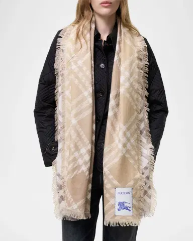Burberry Gradient Check Wool Silk Scarf | Thumbnail 3 Burberry Gradient Check Wool Silk Scarf | Thumbnail 3