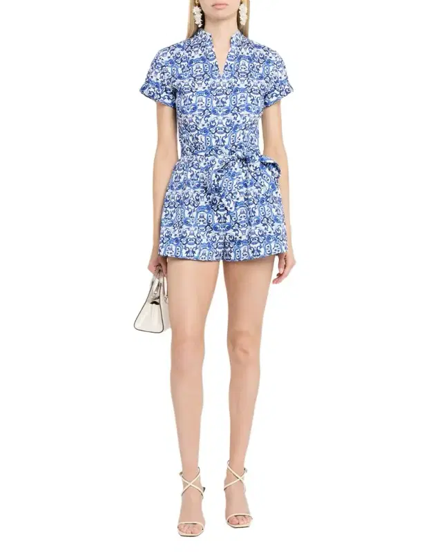 ALICE + OLIVIA Lucy Roll-Sleeve Romper