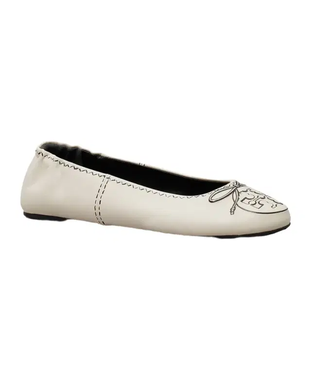 Tory Burch Reva Travel Leather Ballerina Flats