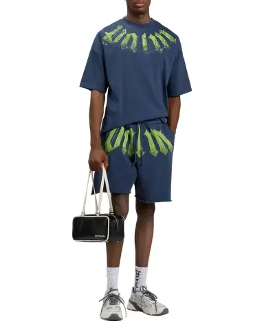 Palm Angels Men's Big Waist Logo Cotton Drawstring Sweatshorts | Thumbnail 1