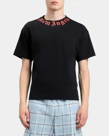 Palm Angels Men's Neck-Logo Crewneck T-Shirt | Thumbnail 3