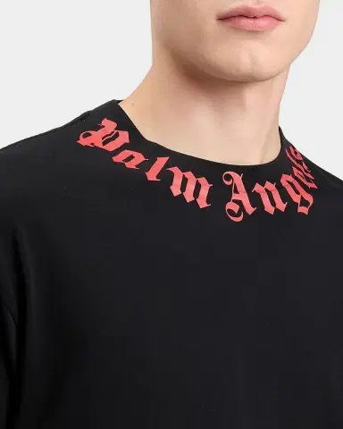 Palm Angels Men's Neck-Logo Crewneck T-Shirt | Thumbnail 4