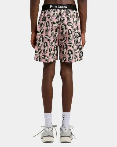 Palm Angels Men's Pinup Allover Logo Cotton Shorts | Thumbnail 2