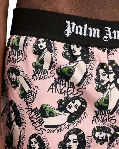 Palm Angels Men's Pinup Allover Logo Cotton Shorts | Thumbnail 4