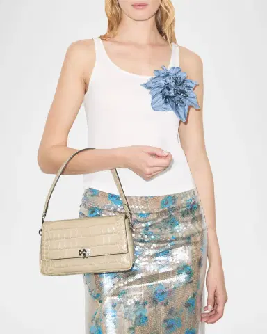 Tory Burch Charlie Small Croc-Embossed Shoulder Bag | Thumbnail 4 Tory Burch Charlie Small Croc-Embossed Shoulder Bag | Thumbnail 4