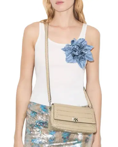 Tory Burch Charlie Small Croc-Embossed Shoulder Bag | Thumbnail 1 Tory Burch Charlie Small Croc-Embossed Shoulder Bag | Thumbnail 1