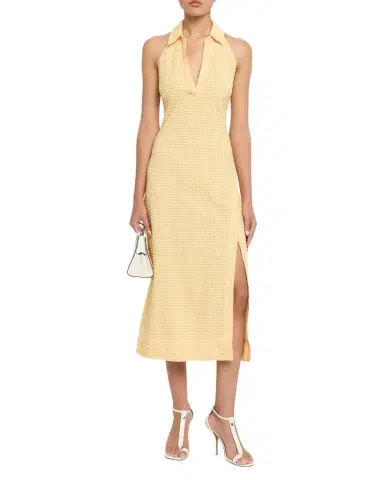 SIMKHAI Clairmont Seersucker Gingham Halter Dress | Thumbnail 1 SIMKHAI Clairmont Seersucker Gingham Halter Dress | Thumbnail 1
