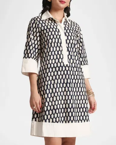 Frances Valentine Tracey Loop-Print Cotton Mini Dress | Thumbnail 2