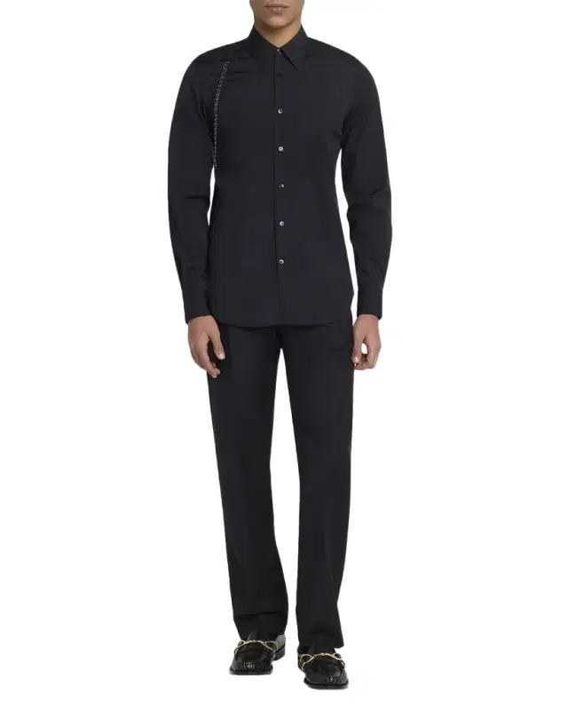 McQueen Men 's Cotton Beaded-Harness Sport Shirt
